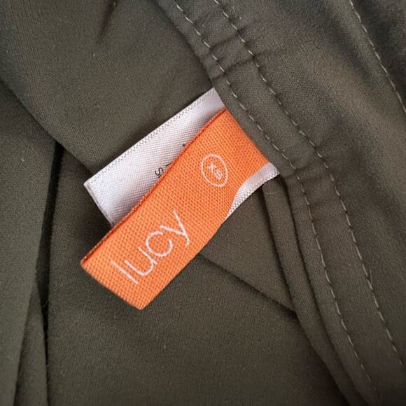 Lucy Olive Green Crop Stretchy Athletic Pants Drawstring Yoga Loungewear Size XS - Picture 5 of 6